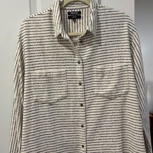 Madewell Cream and Black Striped Shirt